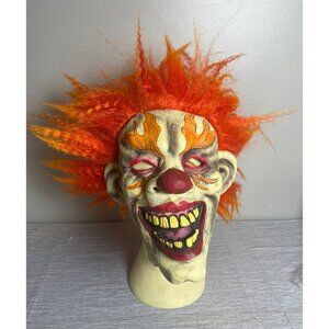Evil Clown Mask Scary Rubber Latex Halloween Paper Magic Group Flames Rare